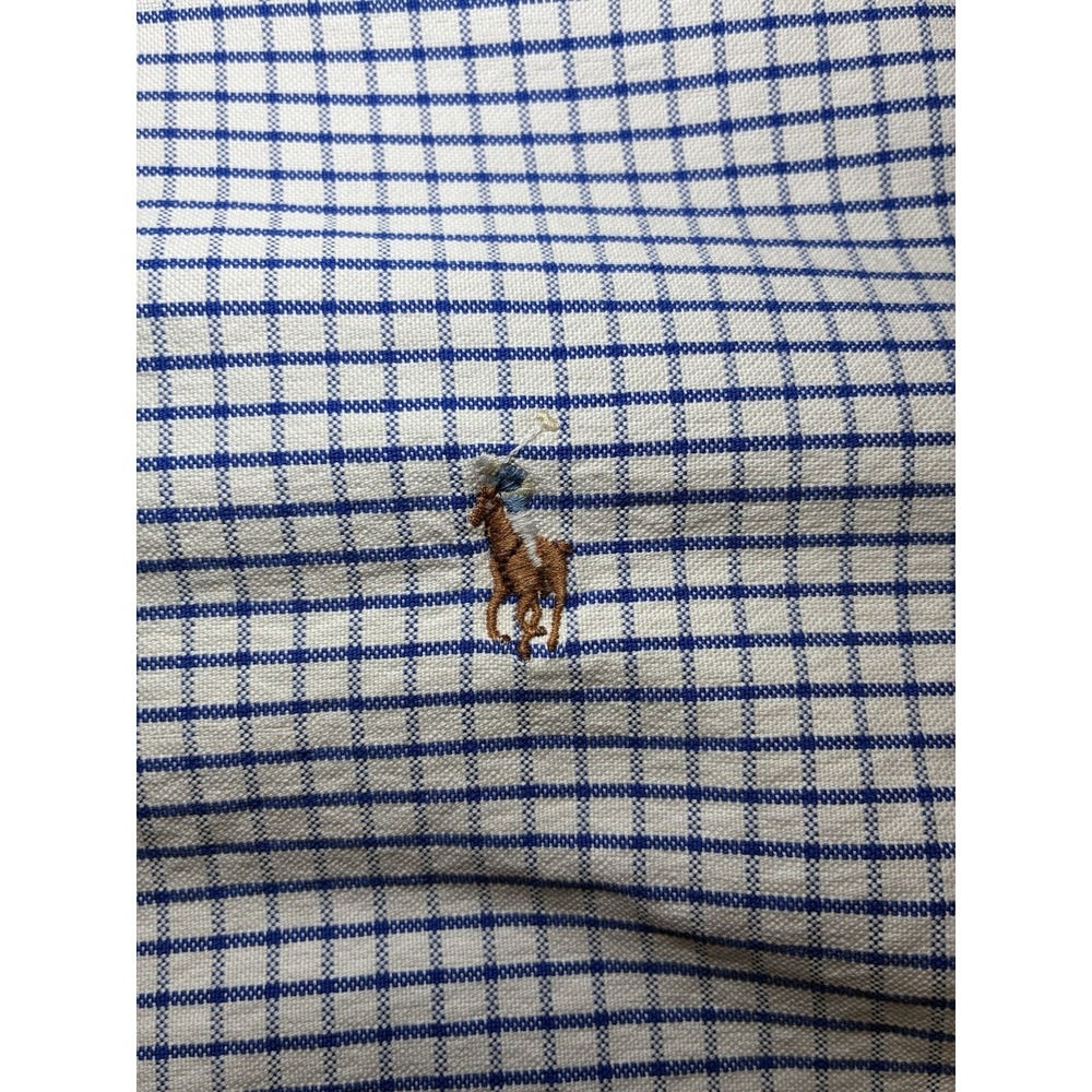Ralph Lauren Mens Classic Fit Blue White Check Oxford Button Down Shirt Large - Picture 3 of 10